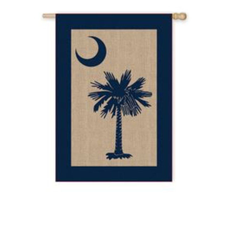En toile jute 2 côtés 44 x 28 po south caroline palmetto drapeau maison