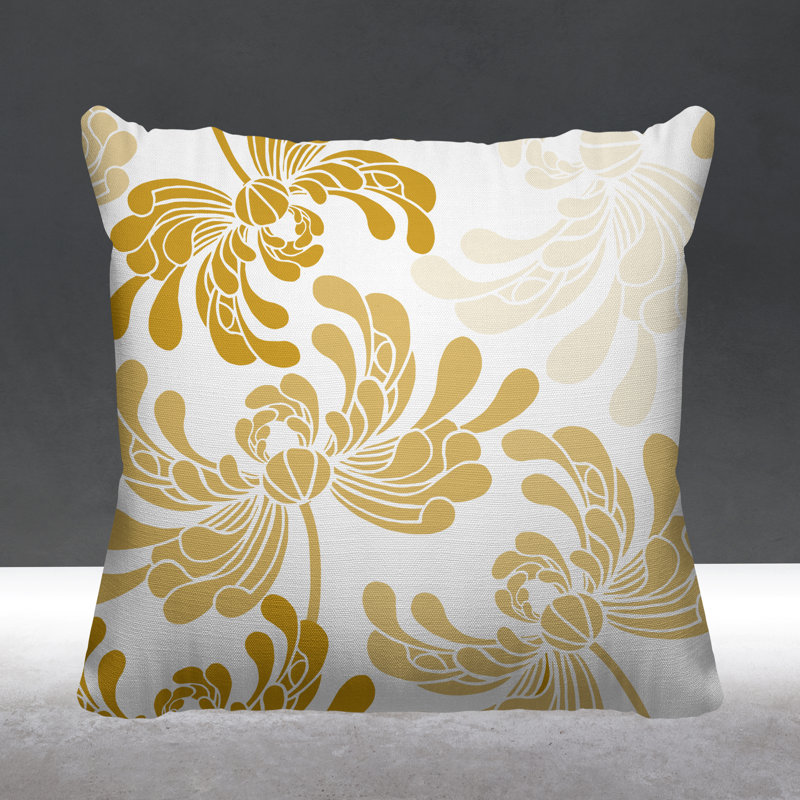 Coussin décoratif intérieur / extérieur Maina, L 15 po x H 15 po, Jaune