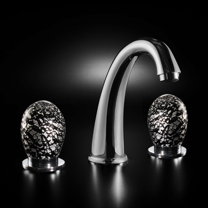 Murano Widespread Bathroom Faucet, Black/Silver
