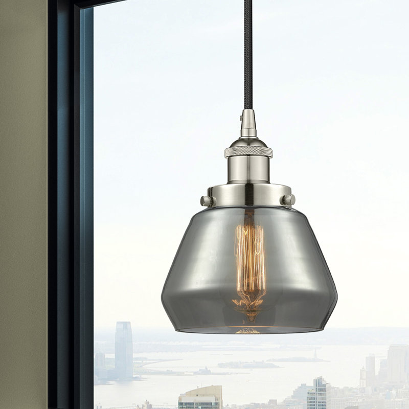 Luminaire suspendu conique à 1 lumière Cahn, Brun, Nickel poli