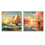 Orange nautique orange, bateau à voile Horizon I - ensemble de 2 reproductions d'art mural-102587661-102587662
