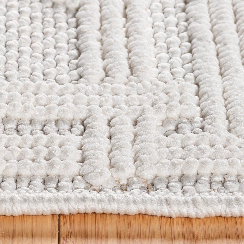 High-Low Loop Pile Indoor Area Rug, Cream Ivory Modern Geometric Polyester Rug for Living Room & Bedroom – Nylah Haley