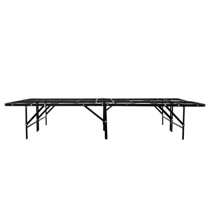Structure de lit en métal pour lit très grand, construction, support de matelas, noir, rangement supplémentaire, base de processus d'assemblage facile, taille, chambre à coucher, mobilier noir