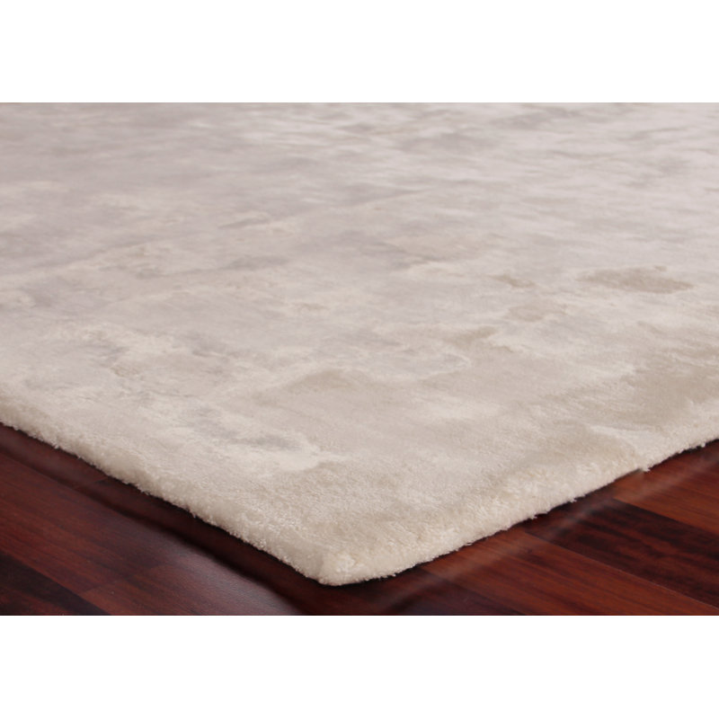 Exquisite Rugs Lush Handmade Handloomed Rayon from Bamboo Silk/New Zealand Wool Ivory Area Rug