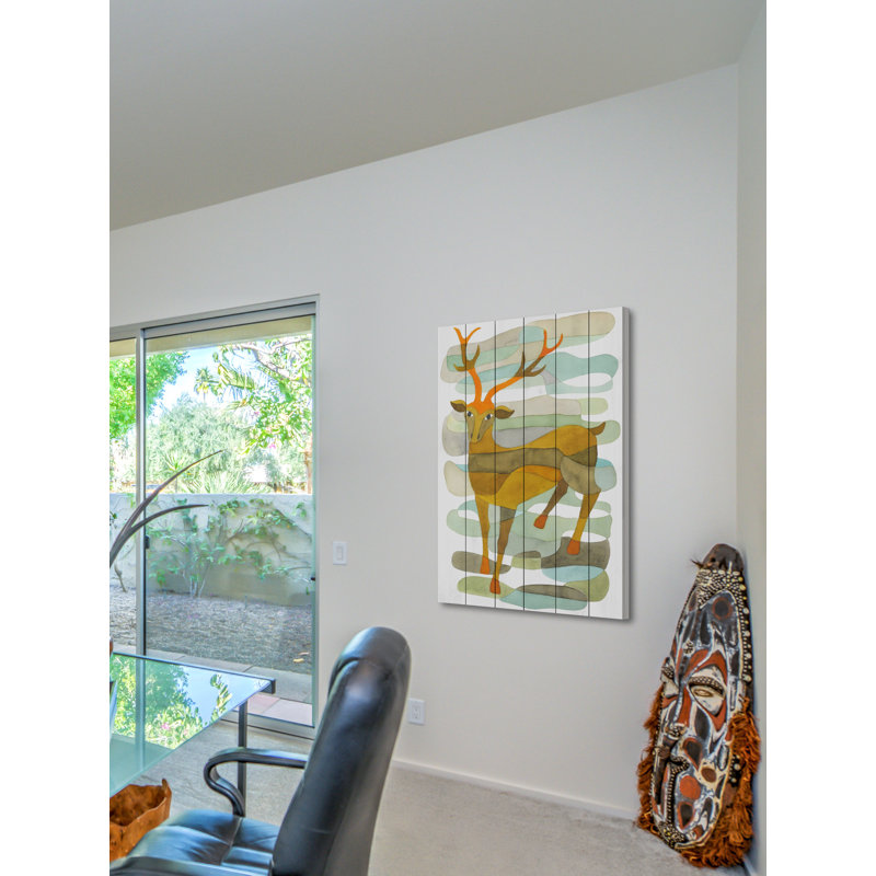 Impression d'art cerf, H 60 po x l 40 po, Bois blanc