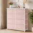 Ensemble de commodes larges en tissu, 8 et 9 tiroirs, pour chambre à coucher et rangement à domicile.