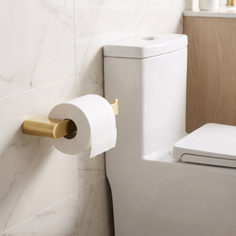Linear Wall Mounted Toilet Paper Holder, Brushed Gold