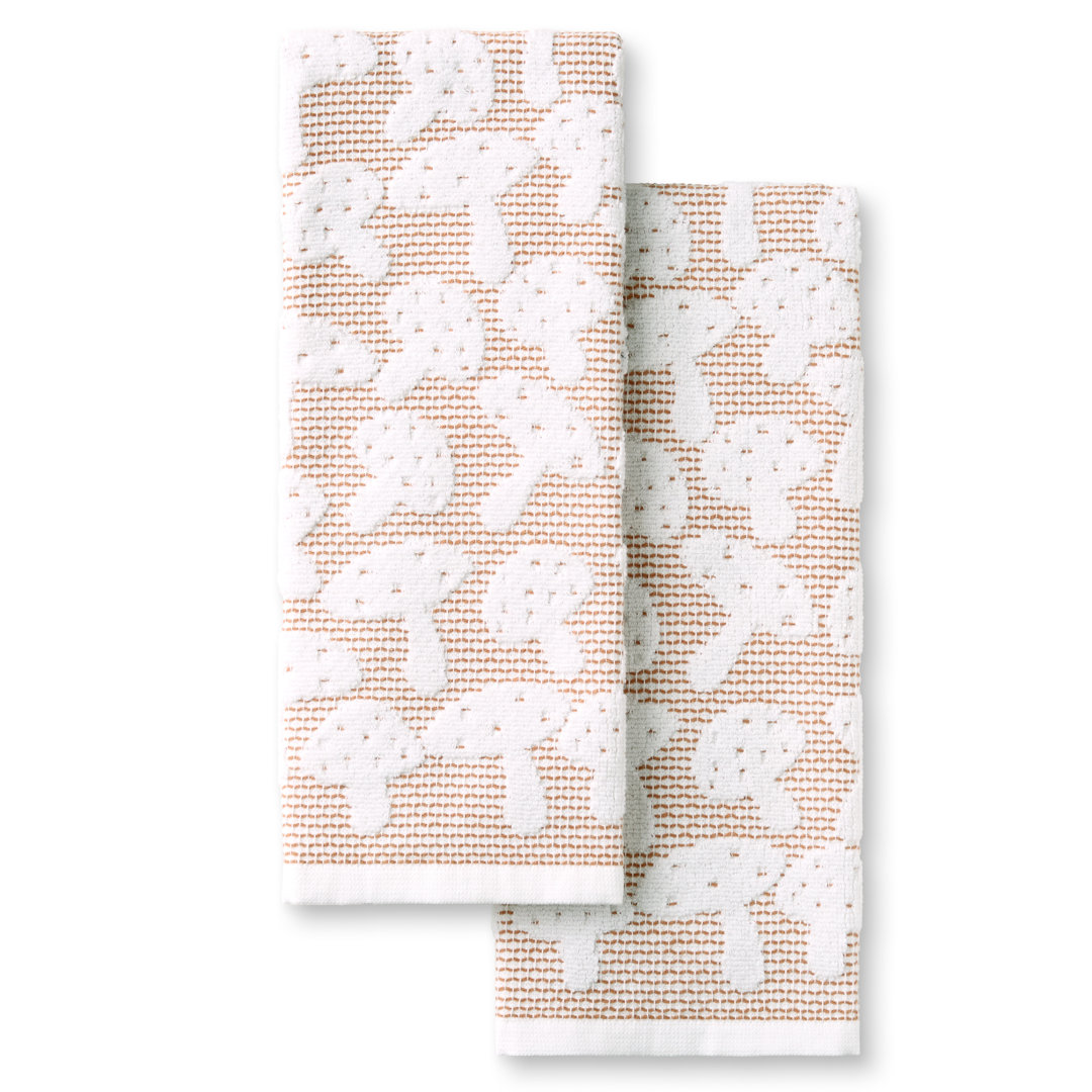MARTHA STEWART Woodland Harvest Jacquard Mushrooms Kitchen Towel 2-Pack Set, 100% Cotton with Absorbent Honeycomb Texture, Decorative Kitchen Towels, Brown, 16"X28" (Set of 2) Martha Stewart