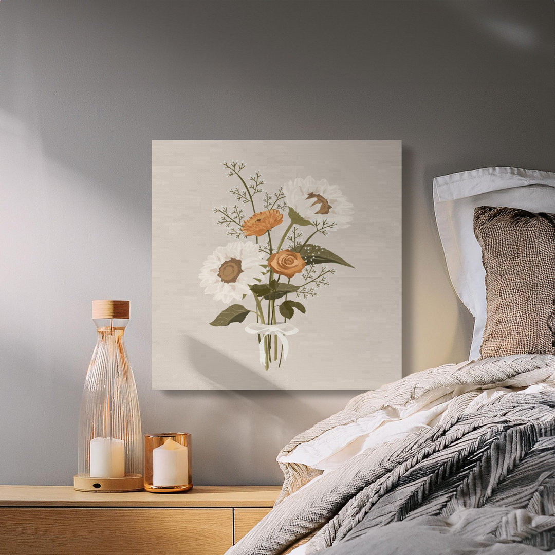 Floral Bouquet Canvas Wall Art, Modern Flower Print, Gallery Wrapped Canvas, Ready to Hang, Archival Inks, Home Decor, Sunflower, Rose