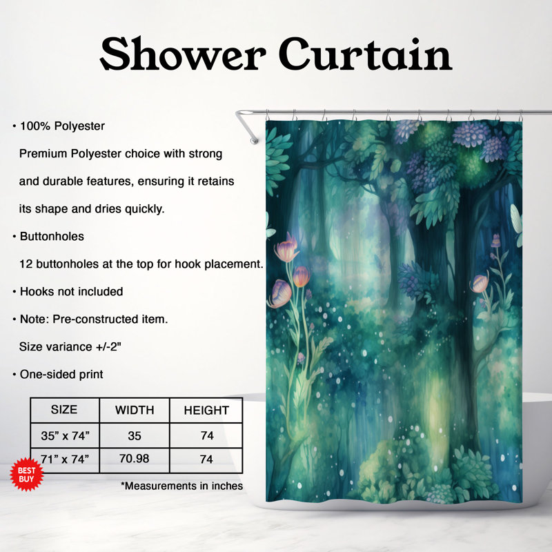 Rideau de douche Woodland Delight - Premium, H 74 po x l 71 po