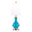 Lampe d'appoint 22 "en verre saphir bleu transparent, nickel brossé et abat-jour en lin blanc de Grandview Gallery par Lumisource