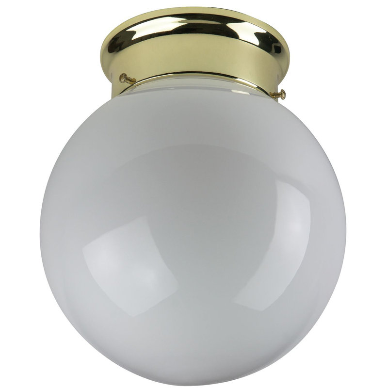 Glass Flush Mount, Brass, 8.2" H x 10.3" W x 8.3" D