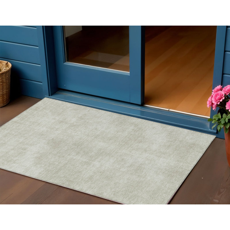 HomeRoots 3' X 5' Beige Washable Indoor Outdoor Area Rug