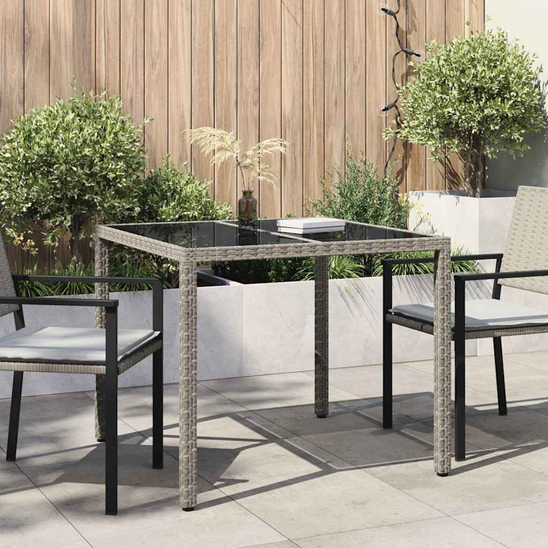 Wicker Outdoor Dining Table , 90cm D, Black / Grey, 75cm H x 90cm W x 90cm D