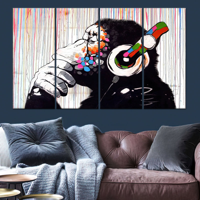 Urban Vibes: impression de style graffiti sur toile pour un décor moderne, toile tendue 4P, H: 55,1 po x l: 78,7 po