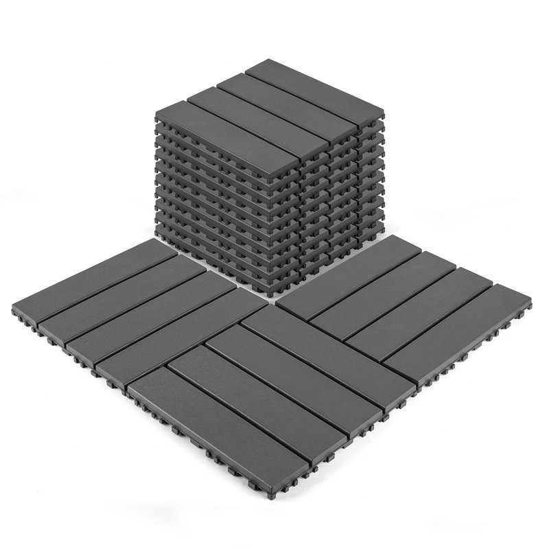 Carreaux de terrasse en plastique emboîtables, Gris foncé