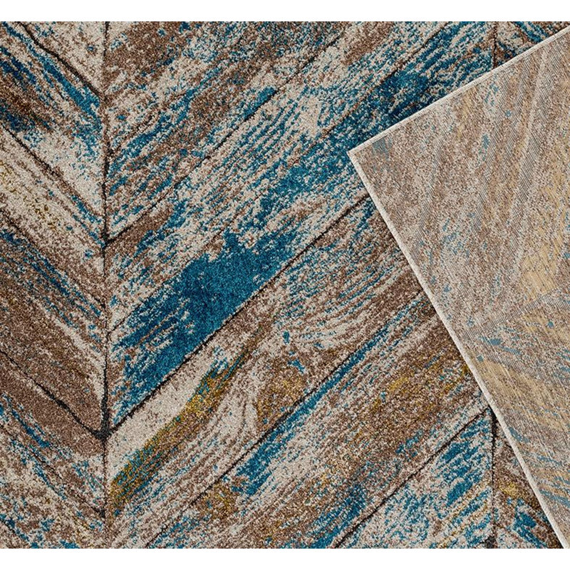 Tapis bleu / brun Aamira Chervon, Rectangle 8 pi x 10 pi