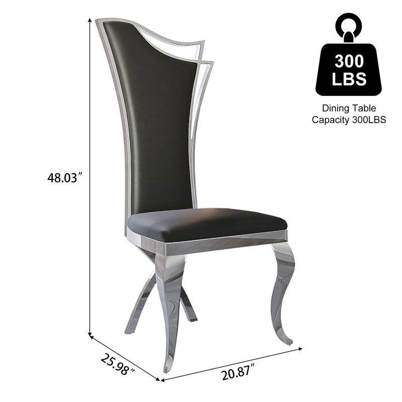 Solid Back Side Chair Dining Chair, 4, Silver, Black