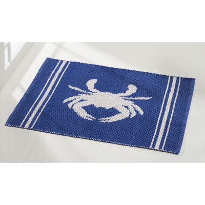 Blue Crab Jacquard Handwoven Reversible 20" x 30"