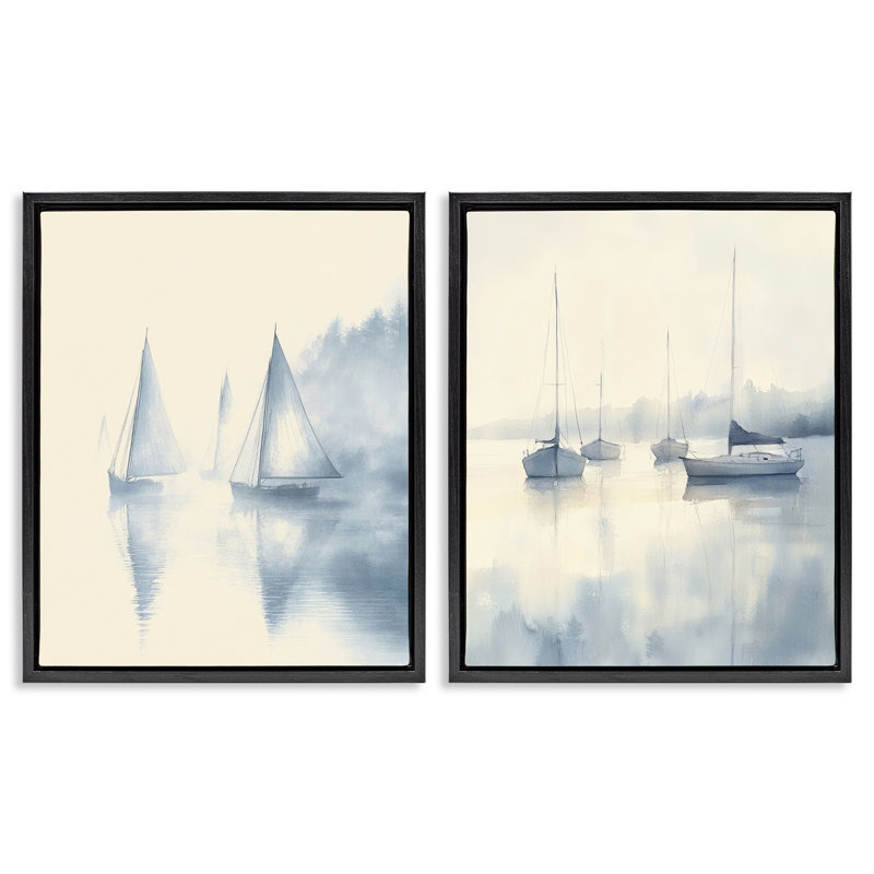 Ensemble de 2 cadres flottants Tides Of Freedom Voiliers, design par Novae, H 21 po x l 17 po, Cadre flottant noir de jais