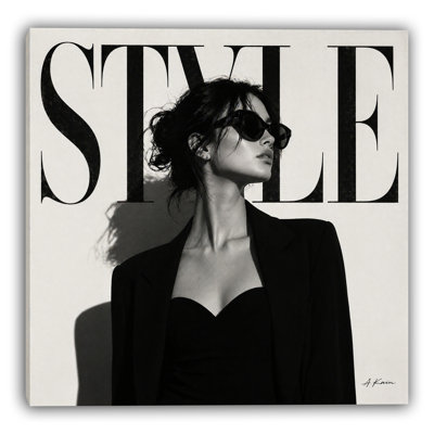 Modern Fashion Typography Canvas Wall Art, Black White Glam Woman Wall Decor, Wrapped Canvas GT15488