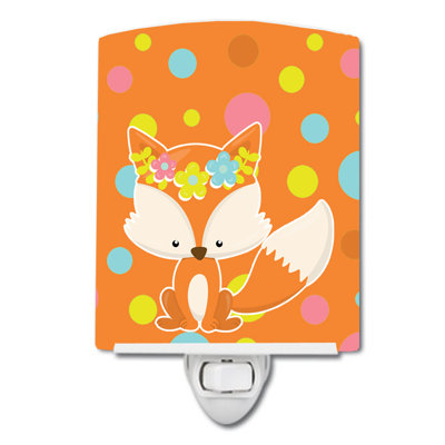 Éclairage de nuit en céramique bébé fox flowerchild pois