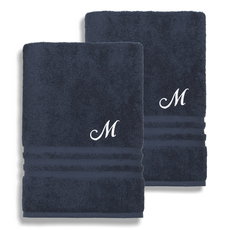 Ensemble de serviettes de bain 1 pièce en coton turc Denzi, M, Bleu marine
