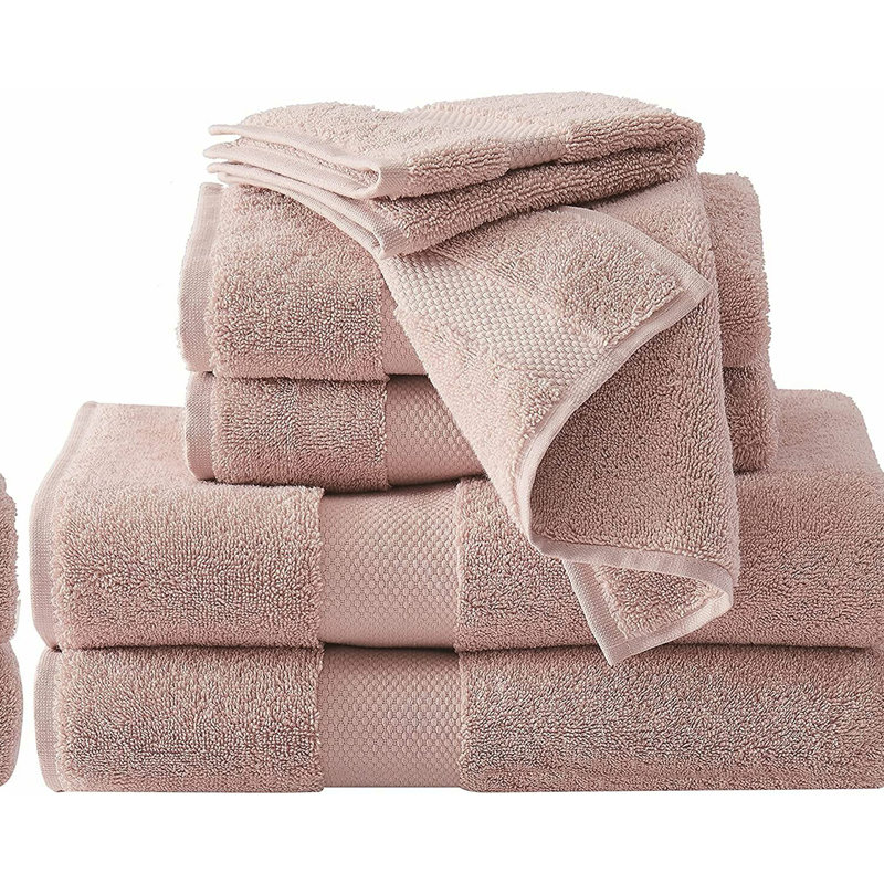 LuxPlush Turkish Cotton 6-Piece Towel Set - Bath, Hand, Wash Cloths - Blush