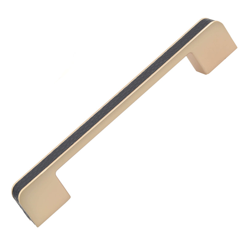 Poignée barre en cuir embossé, Or satiné, 3.75", 10