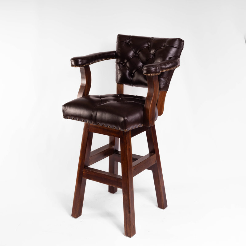 Tabouret de bar pivotant capitonné trophée brun foncé 26 po, Brun foncé, Tabouret de comptoir (assise de 26 po de hauteur)