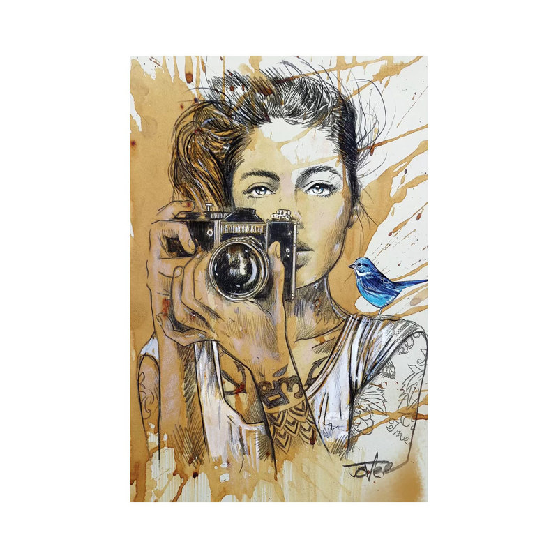 Bluebirds by Loui Jover - Painting on Canvas, 30.48cm H x 20.32cm W x 1.91cm D, Wrapped Canvas