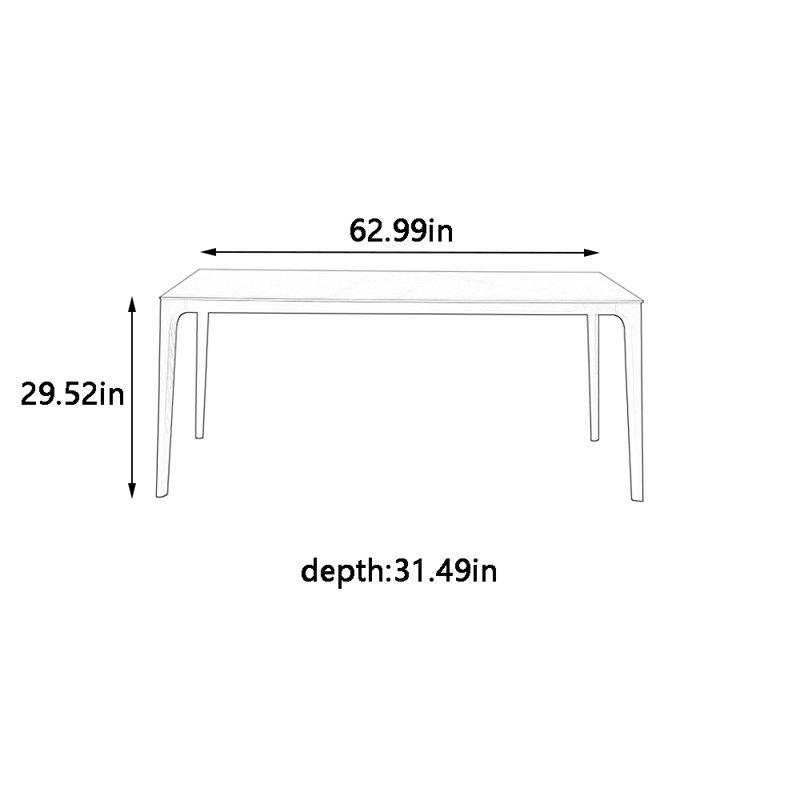 Table de salle à manger Rock, H 29,52 po x L 62,99 po x l 31,49 po