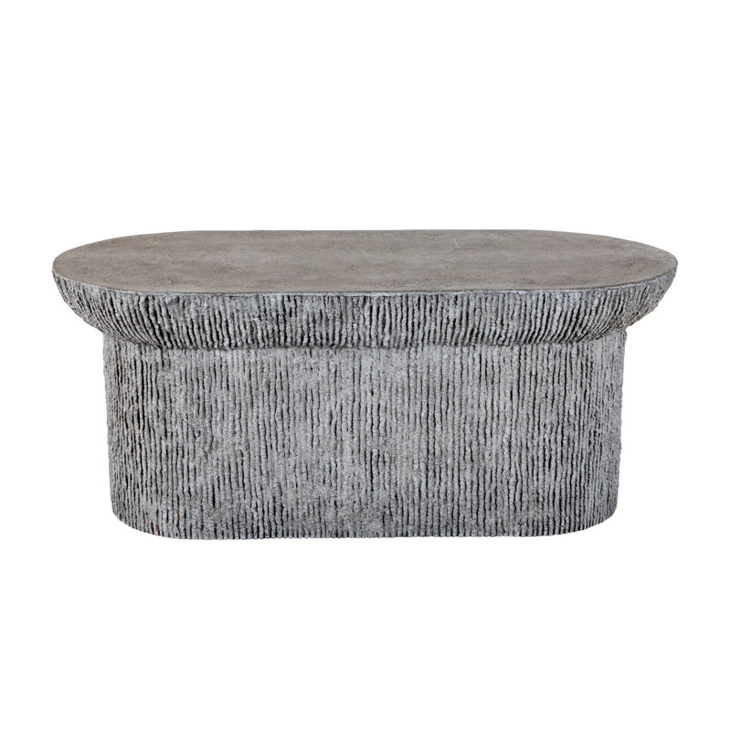 Cast Stone Brant Oval Coffee Table - Aged Stone Gray, Aged Stone Gray