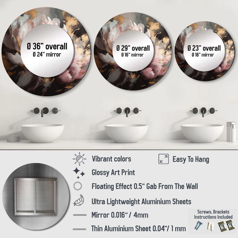 Miroir mural Pleun, 29 po x 29 po