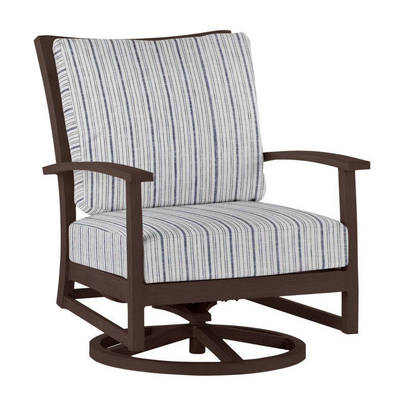 Charleston Patio Lounge Chair with Cushions, No Welt, Linen Dove, Charleston Aluminum #60 Oak