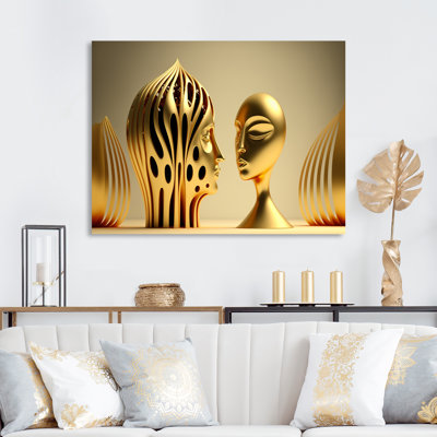 Décoration murale en métal «The Golden Mask in the Mirror»