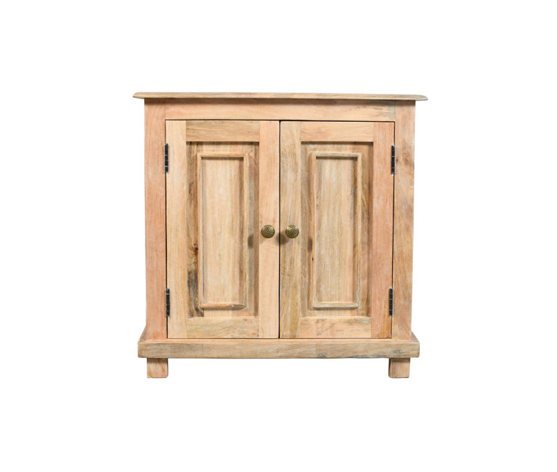 Table de chevet 28 po en bois massif naturel vieilli avec rangement