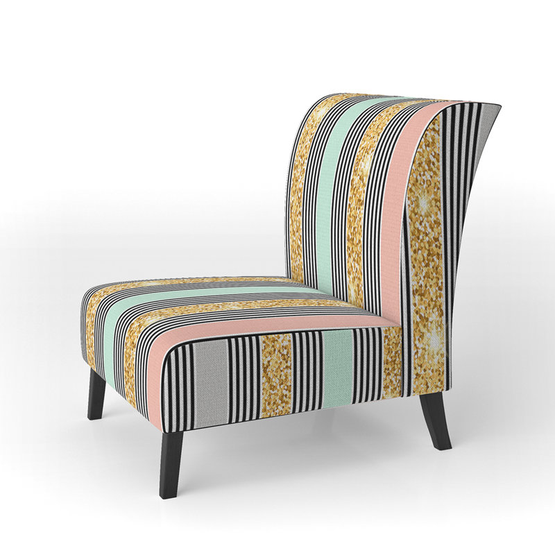 Fauteuil de chambre d'appoint rembourré à motif doré et gris