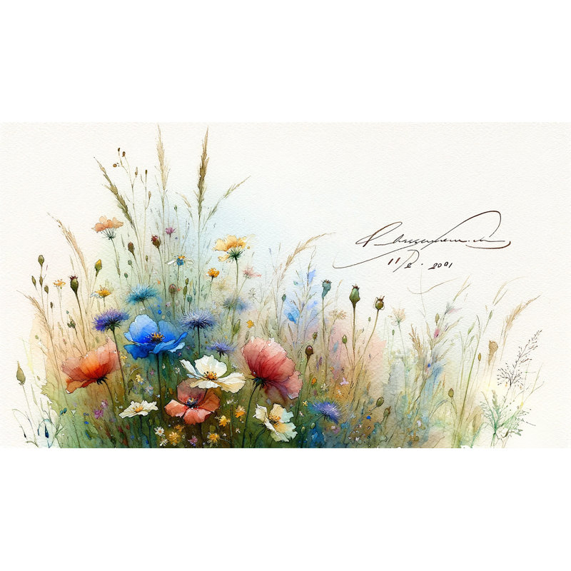 «Artist's Meadow», reproduction d'art sur toile avec aquarelle, H 24 po x l 42 po