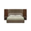Lit en microfibre brun et beige Marcelino pour lit très grand Eastern Grain Wood