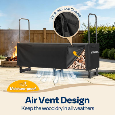 72 in. Outdoor Waterproof 600D Oxford Firewood Rack Cover (Rack not Included)