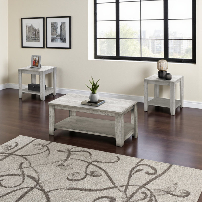 Isidora 3 Piece Transitional Table Set in Gray Laminate, 19.57'' H X 19.84'' W X 19.86'' D