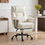 Fauteuil de bureau robuste de 181 kg avec soutien lombaire, blanc crème