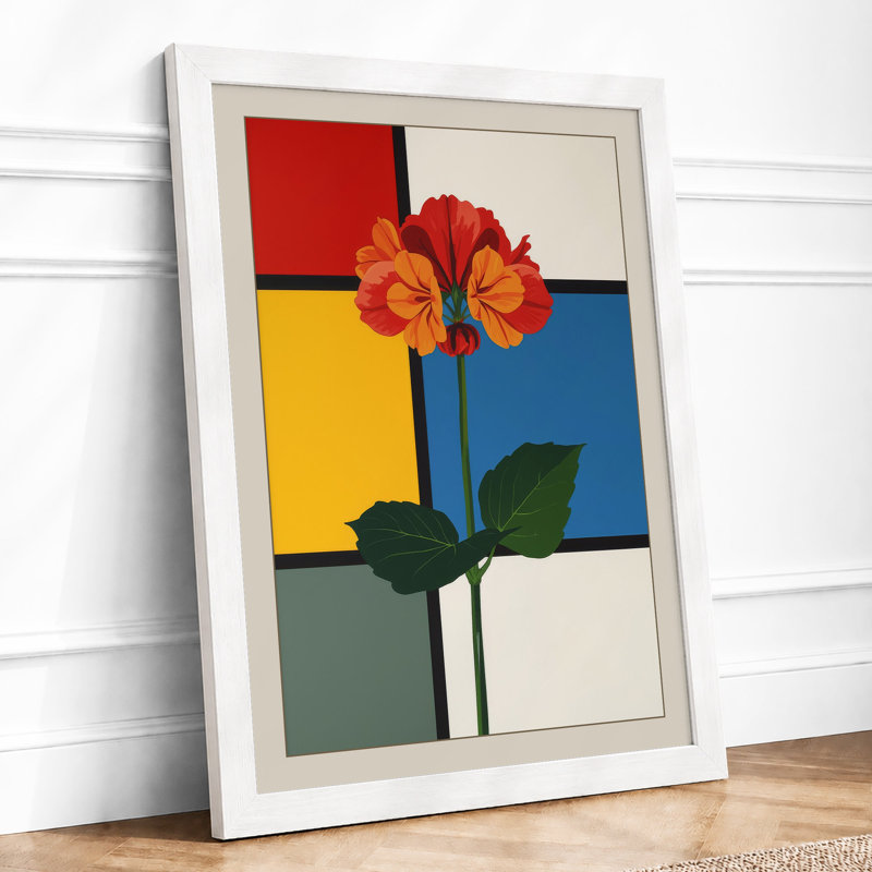 Flower in Geometry Geometric - Framed Print, A2 - 59.4 x 42.0 cm, White