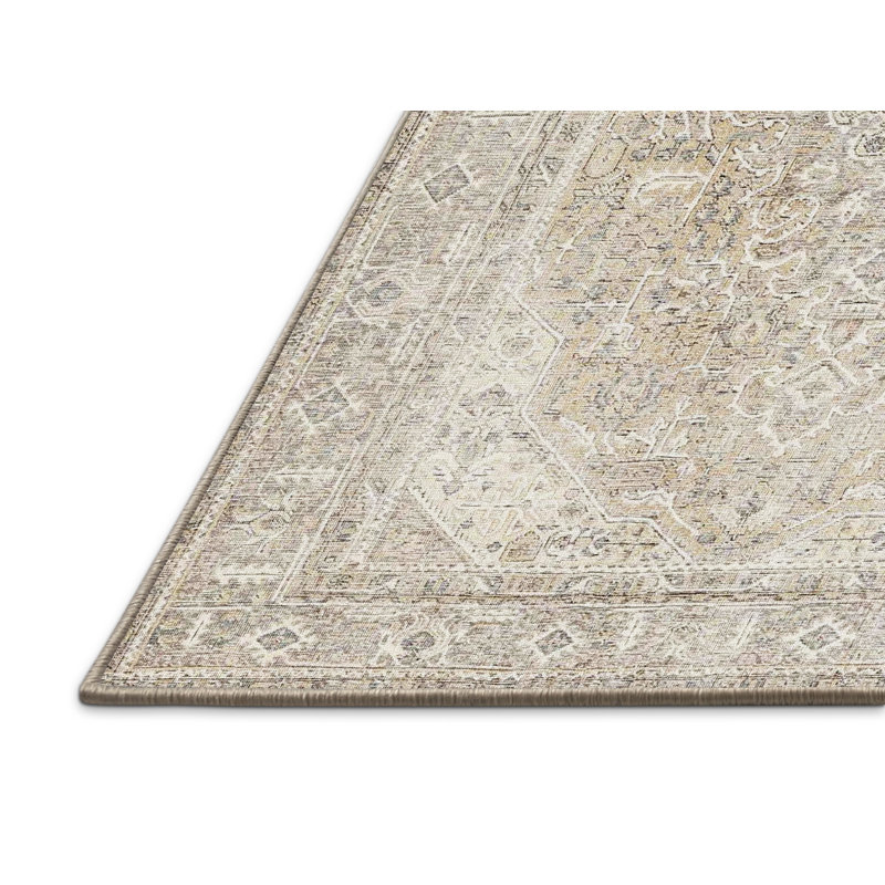 Tapis beige/noir traditionnel Hargimont, Rectangle 5 pi x 7 pi