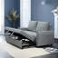 Futon convertible 2 places, bleu avec coussins et chargement, canapé en velours pour le salon, lit moderne 3 en 1, 2 poches de rangement latérales, chambre, réglable