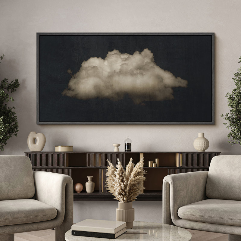 Nuage «Moody Black Modern Minimalist Neutral Artwork» - très grande impression sur toile encadrée, Noir, noir, noir, noir