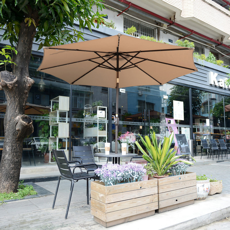274.32cm Lighted Tilt Market Parasol, Beige