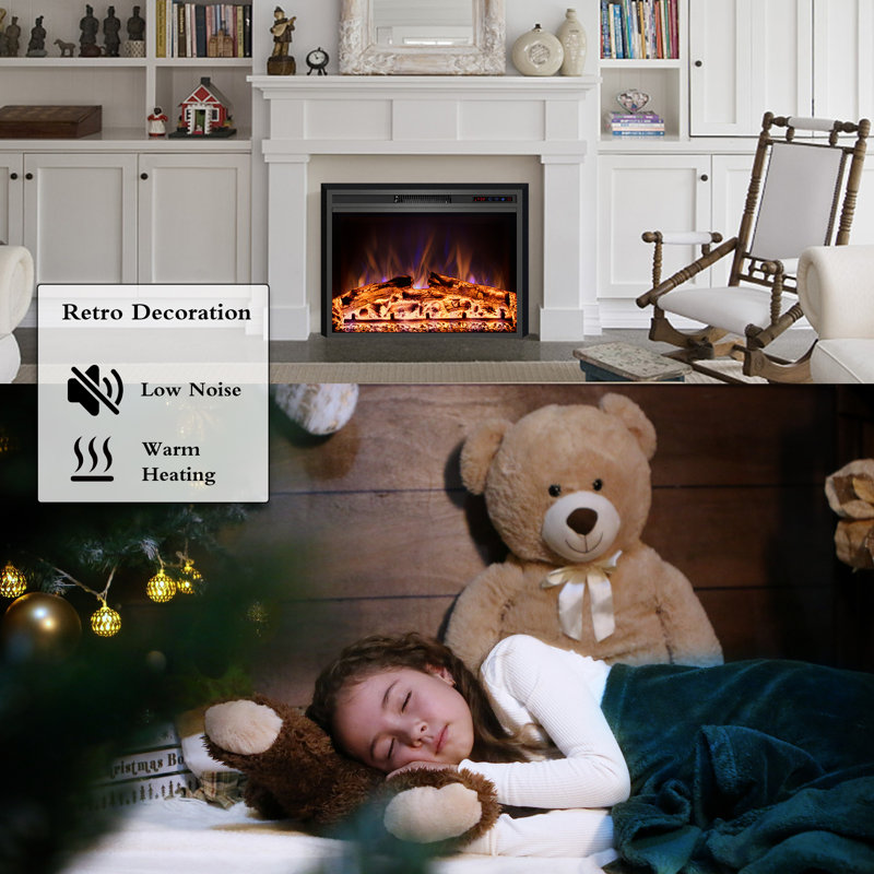 Lembert Electric Fireplace Insert with 5120 BTU, 27.5" H x 50" W x 6.5" D
