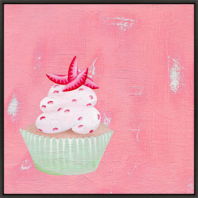 Strawberry Cupcake Painting by Katy Montica